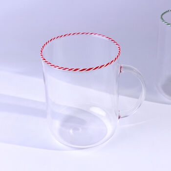 G Decor The Twist Rim Handcrafted Glassware Collection Tea Cups And Coffee Mugs In Red, Blue And Green, 5 of 6