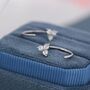Sterling Silver Three Cz Trinity Threader Hoop Earrings, thumbnail 5 of 11