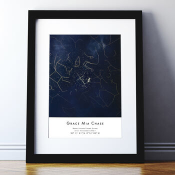 Personalised Metallic Star Map Night Sky Print, 4 of 6