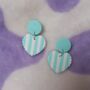 Polymer Clay Stripy Frill Heart Earrings, thumbnail 2 of 2