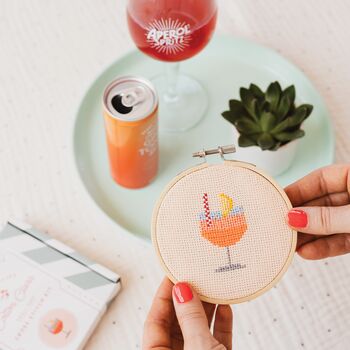 Aperol Cocktail Cross Stitch Kit, 4 of 4