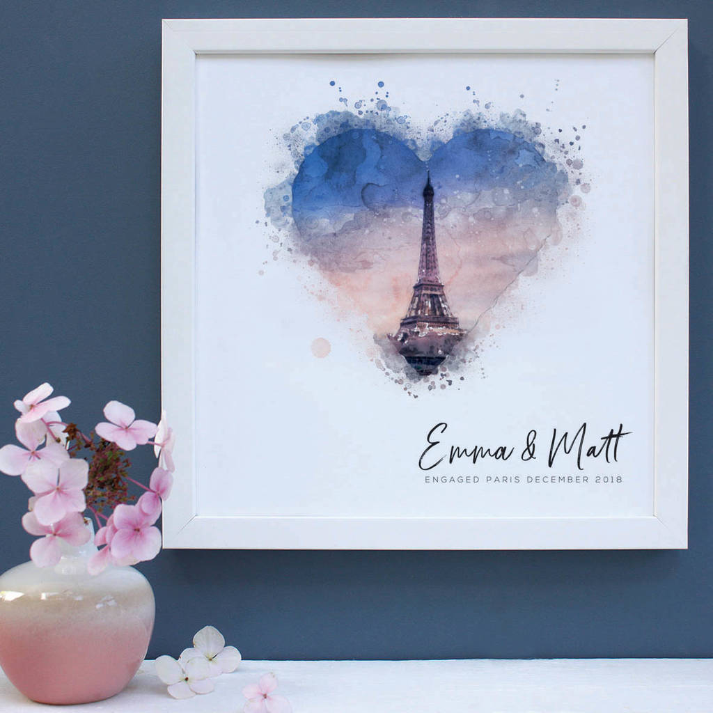 Personalised Watercolour Engagement Framed Print, 1 of 7