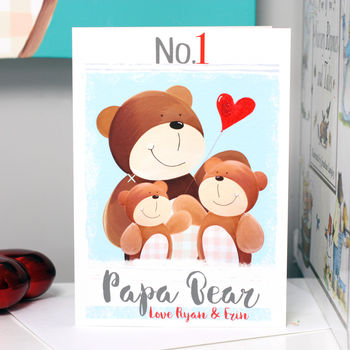Personalised Number One Daddy Papa Bear Card, 5 of 9