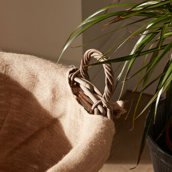 Rattan Log Basket With Hessian Lining, 5 of 5