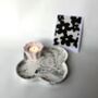 White Monochrome Marbled Abstract Floret Trinket Tray, thumbnail 4 of 4