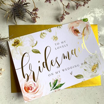 Gold Foil Maid Of Honour Card | Meadow Floral, 3 of 4