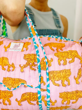 Handmade Indian Tiger Weekend Bag, 7 of 9