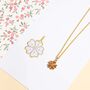 Gold Plated Sterling Silver Guilloche Flower Necklace, thumbnail 4 of 5