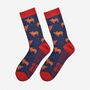 Men's Bamboo Socks Christmas Highland Cow Navy Red, thumbnail 1 of 5