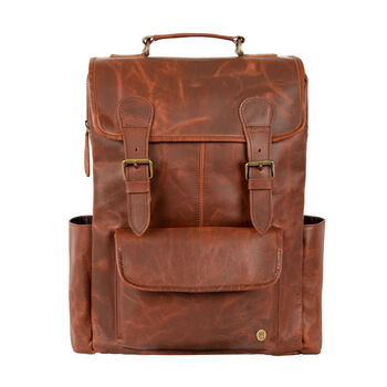 15 Inch Laptop Backpack In Distressed Brown Leather, 3 of 10