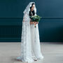 Boho Lace Bridal Cloak With Hood | Emerald Green Wedding Cape, thumbnail 2 of 12