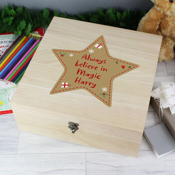 Personalised Christmas Star Large Wooden Keepsake Box, 3 of 5