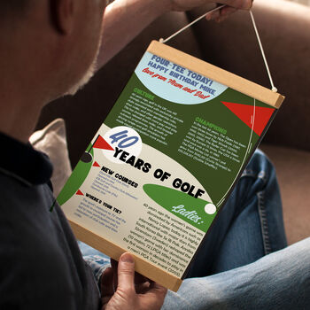 Four Tee Years Of Golf 40th Birthday Gift Personalised Print For Golfer, 2 of 4