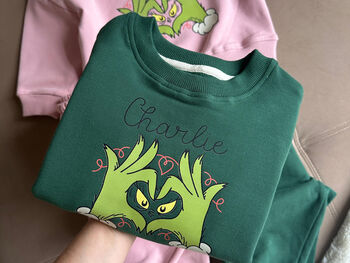 Heart Grinch Personalised Baggy Tracksuit, 3 of 4