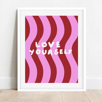 'Love Yourself' Wave Typography Art Print, 3 of 3