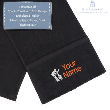 Personalised Embroidered Gym Towel With Zipped Pocket, 10 of 12
