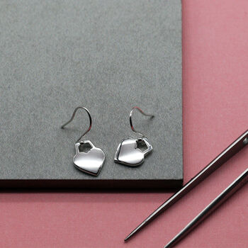 Personalised Sterling Silver Heart Drop Earrings, 3 of 7