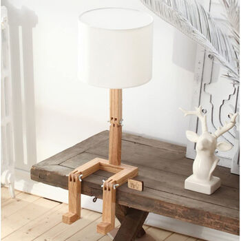 Nordic Table Lamp Wooden Robot, 4 of 4