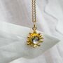9ct Gold Sunflower Necklace With Blue Topaz, thumbnail 7 of 7