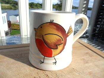 Tankard Mug In Cheeky Christmas Robin Redbreast Design, 6 of 10