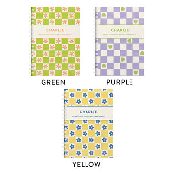 Personalised Bright Squares Combined Diary And Notebook, 2 of 12