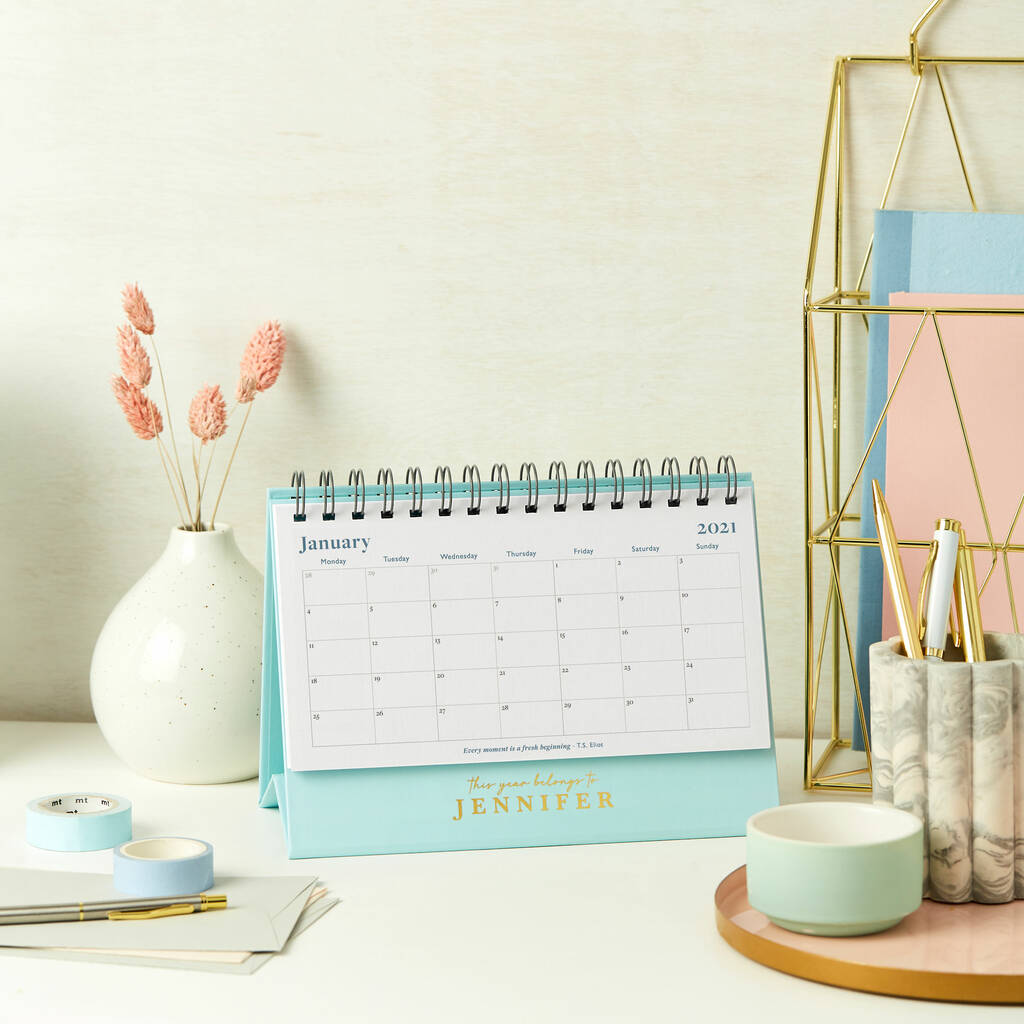 Personalised Stylish 2021 Desk Calendar By Martha Brook