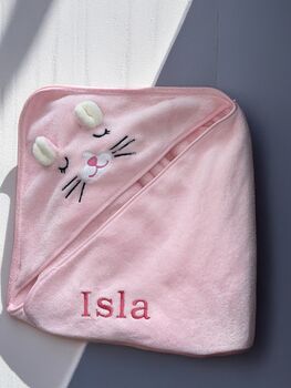 Personalised Embroidered Baby Towel With Animal Hood, 5 of 6