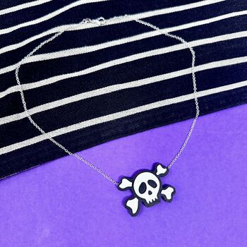 Gothic Fashion Skull And Crossbones Necklace, 3 of 3