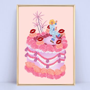 Personalised Lips Birthday Cake Illustration Art Print, 9 of 9