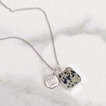 The Duo Dalmatian Jasper Necklace, Silver, 2 of 12
