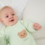 Personalised Green Quilted Teddy Bear Boucle Romper, thumbnail 3 of 7