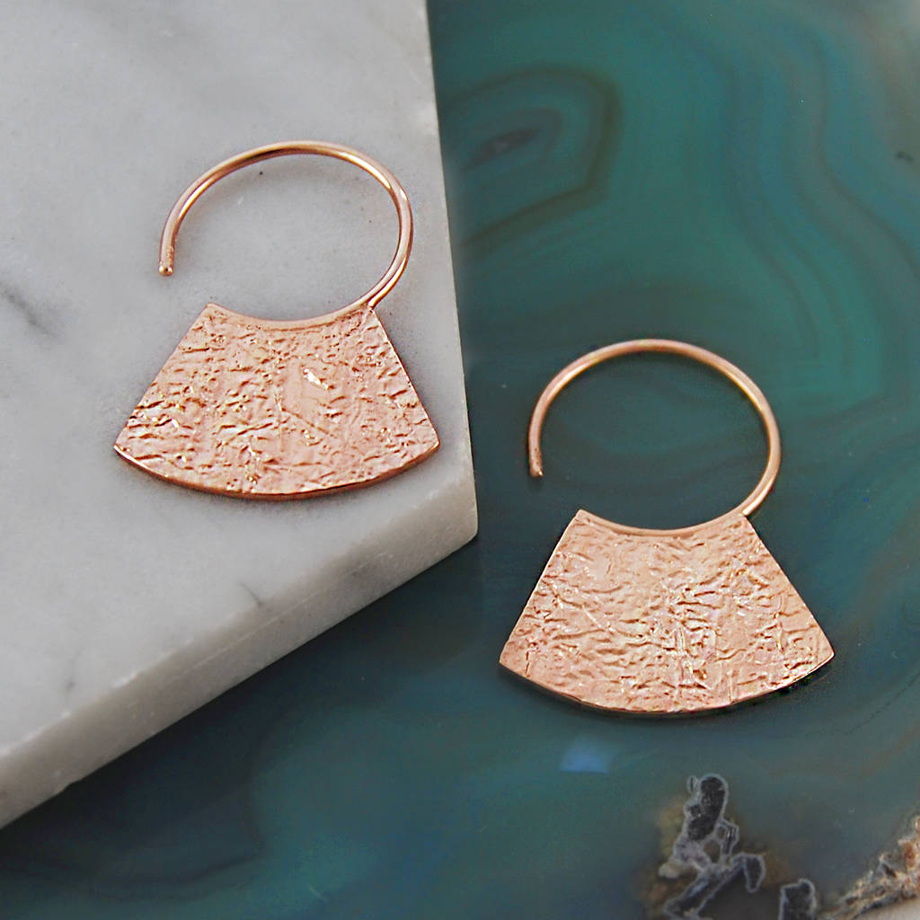 Textured Disk Rose Gold Plate Silver Geometric Earrings By Otis Jaxon