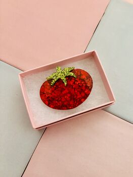 The 'Heirloom Harvest' Tomato Resin Brooch / Tomato Girl Aesthetic / Gift For Gardeners, 2 of 6
