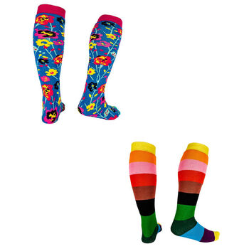 Gift Set Of Two Pairs Of Squelch Adult Socks Rainbow, 2 of 4
