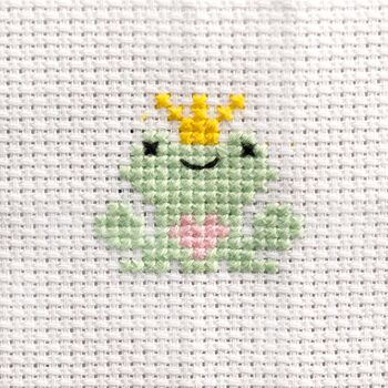 Kawaii Frog Prince Mini Cross Stitch Kit, 6 of 8