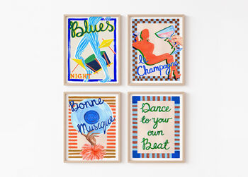 Set Of Four Music Wall Art Prints – Retro Jazz And Cocktail Inspired Art, 3 of 12