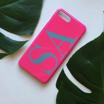 Grey And Neon Pink Monogram Phone Case, 6 of 7