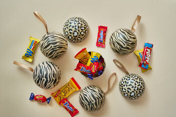 Trio Of Baubles In Swedish Design Filled With Swedish Chocolates, 3 of 12