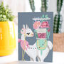 Llama With Bow And Flower Basket Birthday Card, thumbnail 1 of 4