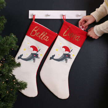 Personalised Novelty Narwhal Christmas Stocking, 3 of 7