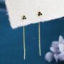 Sterling Silver Black Cz Trio Flower Threader Earrings, thumbnail 3 of 10