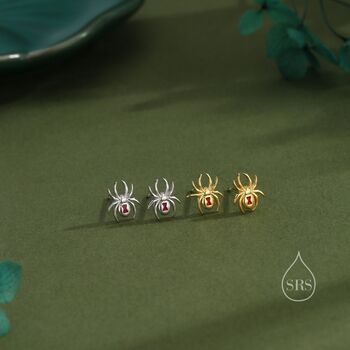 Black Widow Spider Enamel Stud Earrings, 4 of 11