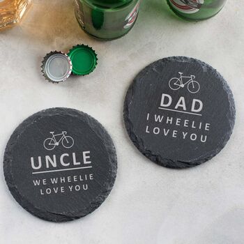 Personalised Cycling Pun Natural Slate Coaster, 7 of 9