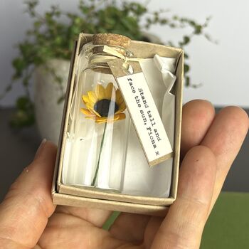 Tiny Sunflower In A Bottle With Personalised Message, 3 of 12