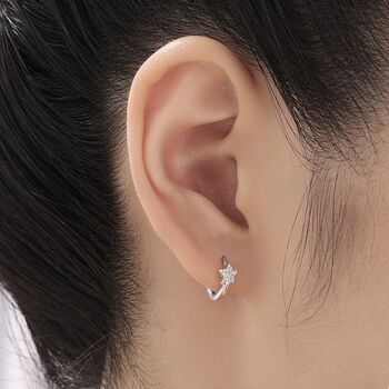 Tiny Cz Star Huggie Hoop Earrings Sterling Silver, 3 of 10