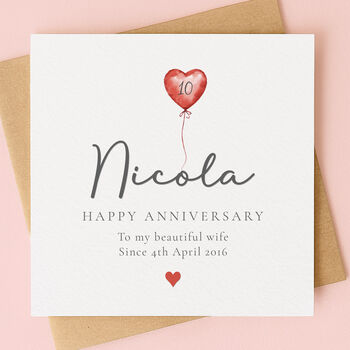 Personalised Balloon Anniversary Card For Husband Or Wife, 5 of 8