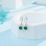 Emerald Green Cz Lever Back Hoop In Sterling Silver, thumbnail 4 of 12