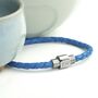 Personalised Men's Woven Leather Bracelet | Cobalt Blue, thumbnail 4 of 8