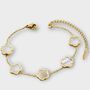 18 K Gold Plated Five Leaf Clover Bracelet Gold White, thumbnail 1 of 5