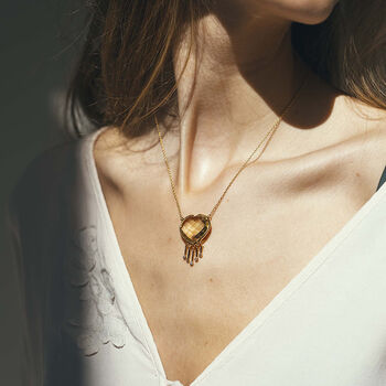 Gemstone Heart Necklace Lemon Quartz, 6 of 7